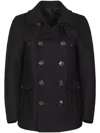 Dsquared2 Wool Coat With Button Detailing And Pockets In Black