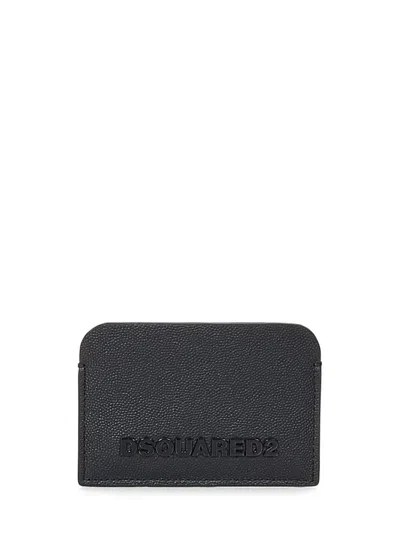 Dsquared2 Logo-embossed Leather Cardholder In Black