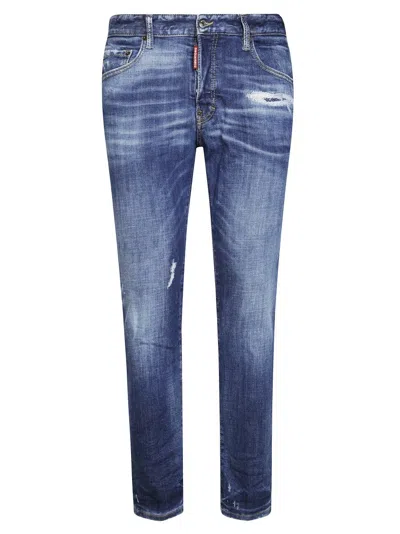 Dsquared2 Classic Five-pocket Jeans With Distressed Details In Blue