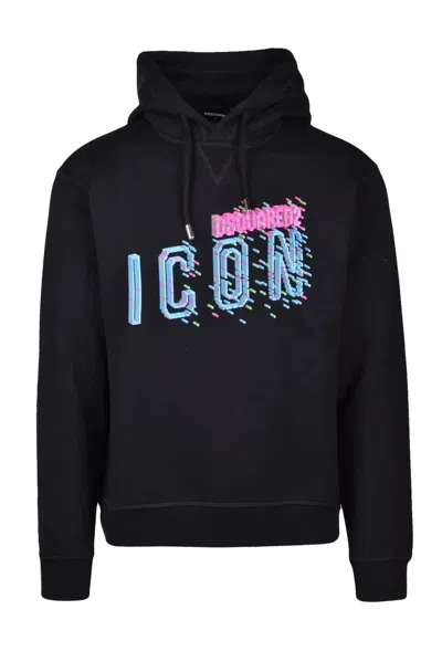 Dsquared2 Classic Hooded Sweatshirt With Bold Graphic In Black
