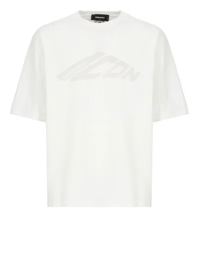 Dsquared2 Classic Round Neck Cotton T-shirt With Contrasting Logo Print In White