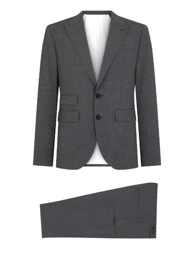 Dsquared2 Double-breasted Virgin Wool Suit In Brown