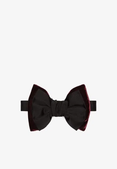 Dsquared2 Classic Velvet Bow Tie In Burgundy