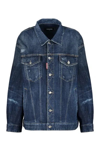 Dsquared2 Classic Versatile Dark Blue Denim Jacket