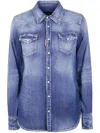 Dsquared2 Denim Shirt With Chest Pockets In Multi