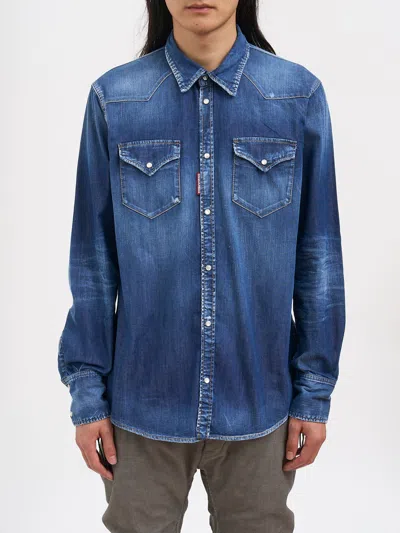 Dsquared2 Classic Western Shirt In Blue