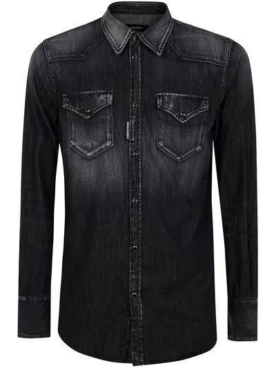 Dsquared2 Classic Western Shirt In Gray