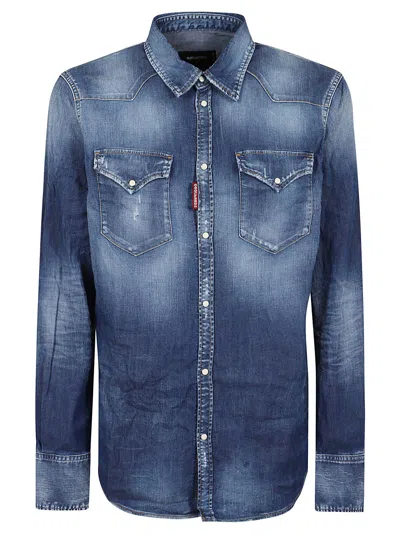 Dsquared2 Classic Western Shirt In Navy Blue