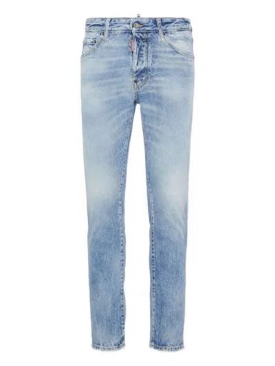 Dsquared2 Classic Whiskered Button-fastening Five-pocket Jeans For Men In Blue