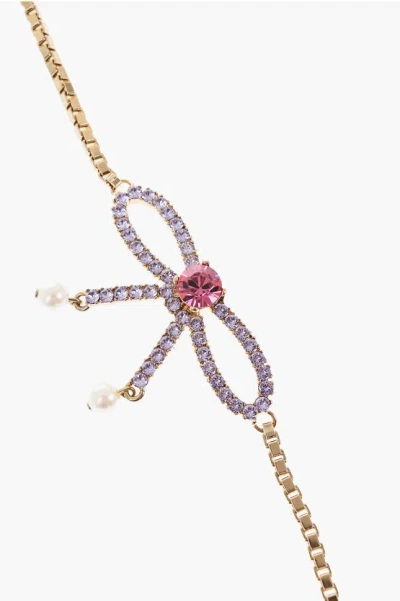 Dsquared2 Clip-on Single Earring With Maxi Golden Chain And Rhinestone Grösse Uni