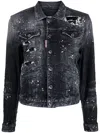 Dsquared2 Vintage Effect Denim Jacket With Logoed Buttons In Black