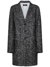 Dsquared2 Herringbone Wool Blend Coat In Black