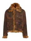 Dsquared2 Insulated Denim Jacket In Brown