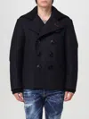 Dsquared2 Knit-panel Double-breasted Jacket In Blue