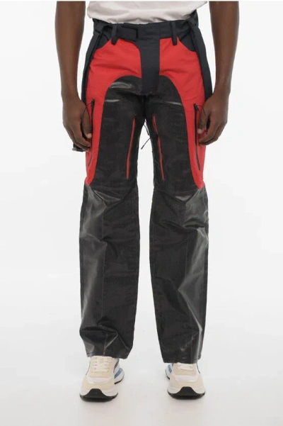 Dsquared2 Coated Cotton Pants With Nylon Details And Suspenders