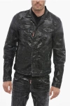 Dsquared2 Coated Denim Jacket With Distressed Detail