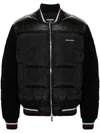 Dsquared2 Padded Down Feather Coats With Corduroy Sleeves In Black