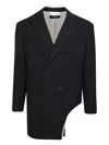Dsquared2 Virgin Wool Raw Cut Peak Lapel Double-breasted Blazer In Black