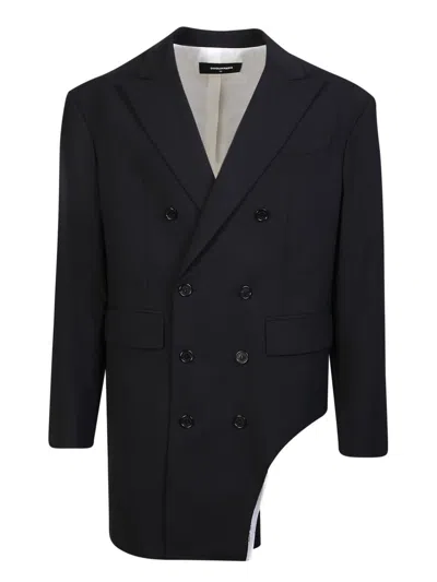 Dsquared2 Black Raw Cut 80s Coat