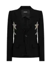 Dsquared2 Stretch Blazer Rhinestone Embellishments In Black
