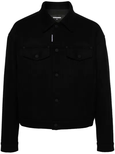 Dsquared2 Oversized-collar Shirt Jacket In Black