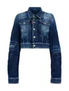 Dsquared2 Cropped Denim Jacket In Blue