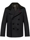 Dsquared2 Knit-panel Double-breasted Jacket In Blue