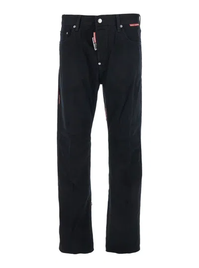 DSQUARED2 'D2 X MAGLIANO' BLACK JEANS WITH BELT LOOPS AND LOGO PATCH ON THE REAR IN DENIM MAN
