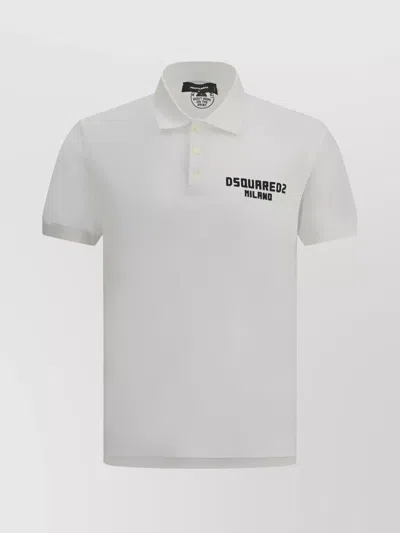 Dsquared2 Collar Short Sleeves Tennis Polo Shirt In White