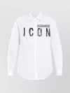 Dsquared2 Collared Shirt With Curved Hem And Long Sleeves In White