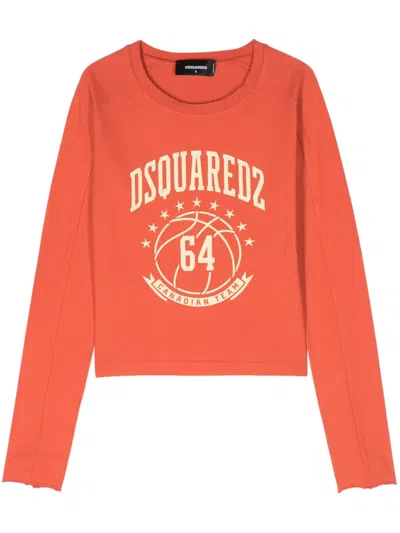 Dsquared2 College Fit Cotton T-shirt In Orange