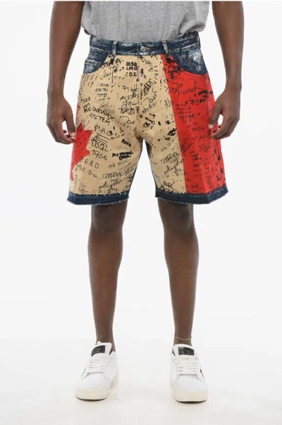Dsquared2 Color Block Designed Flag Boxer Fit Shorts In Multi