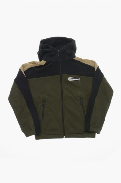 Dsquared2 Color Block Sweatshirt With Embossed Logo In Green