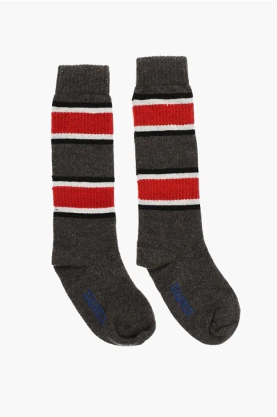 Dsquared2 Color Block Wool Blend Long Socks