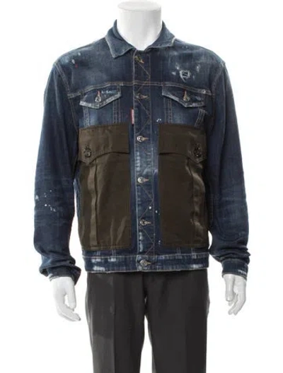 Pre-owned Dsquared2 Colorblock Pattern Denim Jacket In Multi