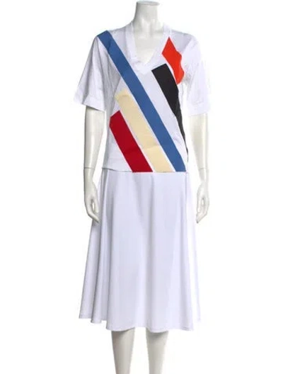 Pre-owned Dsquared2 Colorblock Pattern V-neck T-shirt W/ Tags In White