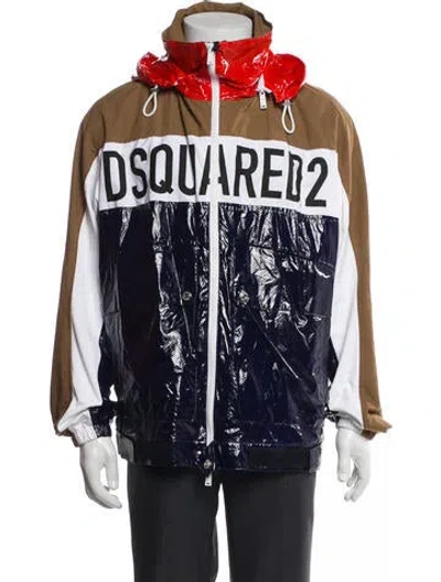 Pre-owned Dsquared2 Colorblock Pattern Windbreaker W/ Tags In Brown