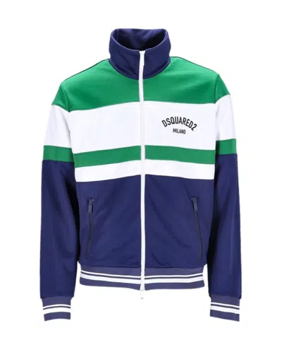 Dsquared2 Colour-block Logo-print Bomber Jacket In Blue