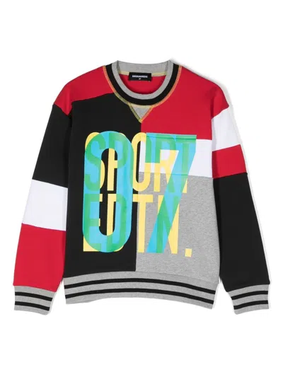 Dsquared2 Colour-block Number Sweatshirt In 黑色