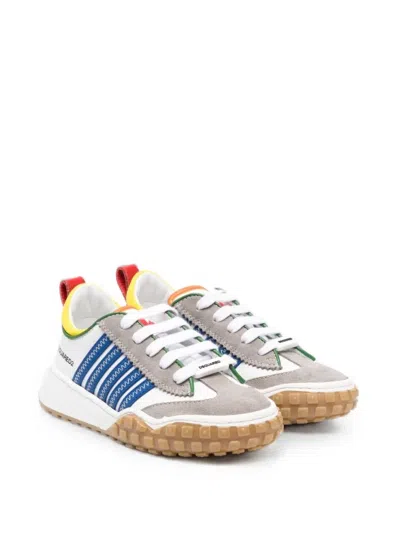 Dsquared2 Kids' Colour-block Side-stripe Sneakers In White