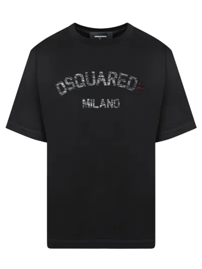 Dsquared2 Contemporary Black T-shirt With Sparkling Logo