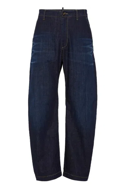 Dsquared2 Contemporary Relaxed-fit Denim Trousers With Soft Texture In Blue