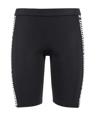 Dsquared2 Contrast-logo Print Shorts In Black