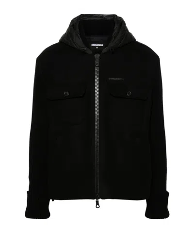 DSQUARED2 CONTRAST-PANEL HOODED JACKET