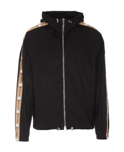 Dsquared2 Cotton Jacket With Coulisse And Band Logo In Negro