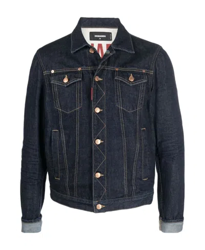Dsquared2 Contrast-stitch Denim Jacket In Black