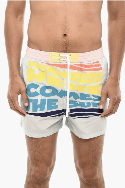 Dsquared2 Contrasting Desing Swim Short With Print