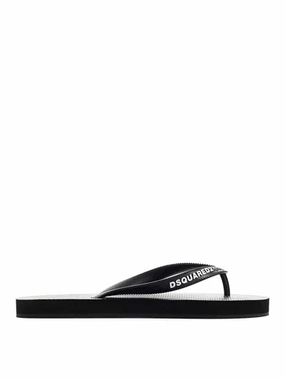 DSQUARED2 CONTRASTING LOGO THONG SANDALS