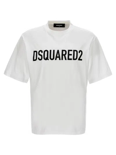 Dsquared2 Contrasting Print Crew Neck T-shirt In White