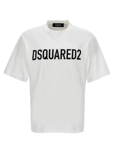 Dsquared2 Contrasting Print Crew Neck T-shirt In White